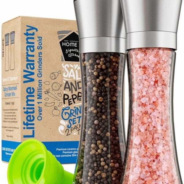 91yJcCPsiL._AC_SL1500_.jpg Home EC Premium Stainless Steel Sea Salt and Pepper Grinder Set of 2